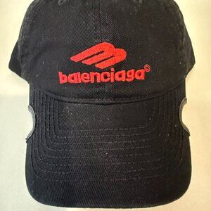 Balenciaga 3B Red Logo Black Cap Unisex Size M